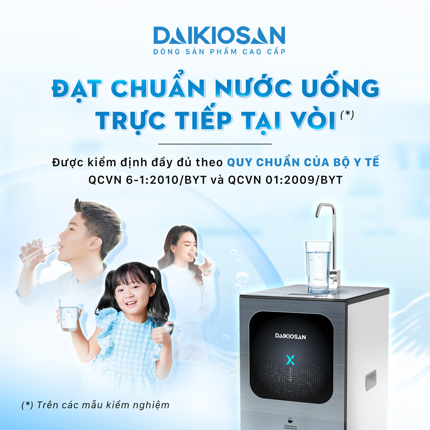 Máy lọc nước từ trường nóng lạnh Daikiosan X-Guard đạt chuẩn nước uống nước trực tiếp tại vòi